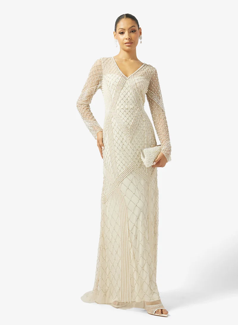 Namshi x  Bead Embellished Mermaid Evening Gown for Women | Best Price UAE